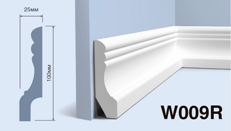 Плинтус W009R ПОЛИСТИРОЛ HI WOOD 100мм х 25мм х 2,0м/12шт