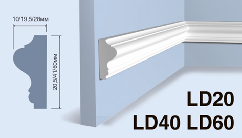 Молдинг LD20 ПОЛИСТИРОЛ HI WOOD 20.5мм х 10мм х 2,0м/120шт