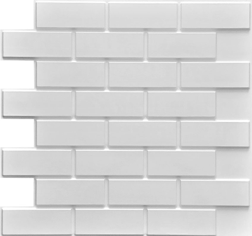 БЕЛОТТА 3D панель облицовочная белый кирпич 595х595мм