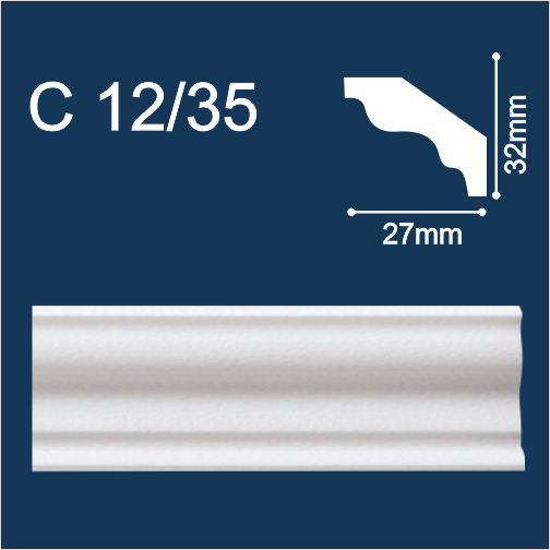 Solid C12/35 белый (2м/32/27 мм) Плинтус потолочный экструд./ 128 шт.