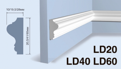 Молдинг LD20 ПОЛИСТИРОЛ HI WOOD 20.5мм х 10мм х 2,0м/120шт