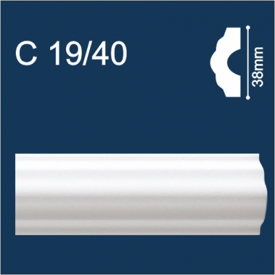 Solid C19/40 белый (2м/38/20мм) Плинтус потолочный экструд./ 120 шт.