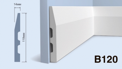 Плинтус B120 ПОЛИСТИРОЛ HI WOOD 119мм х 14мм х 2,0м/14шт